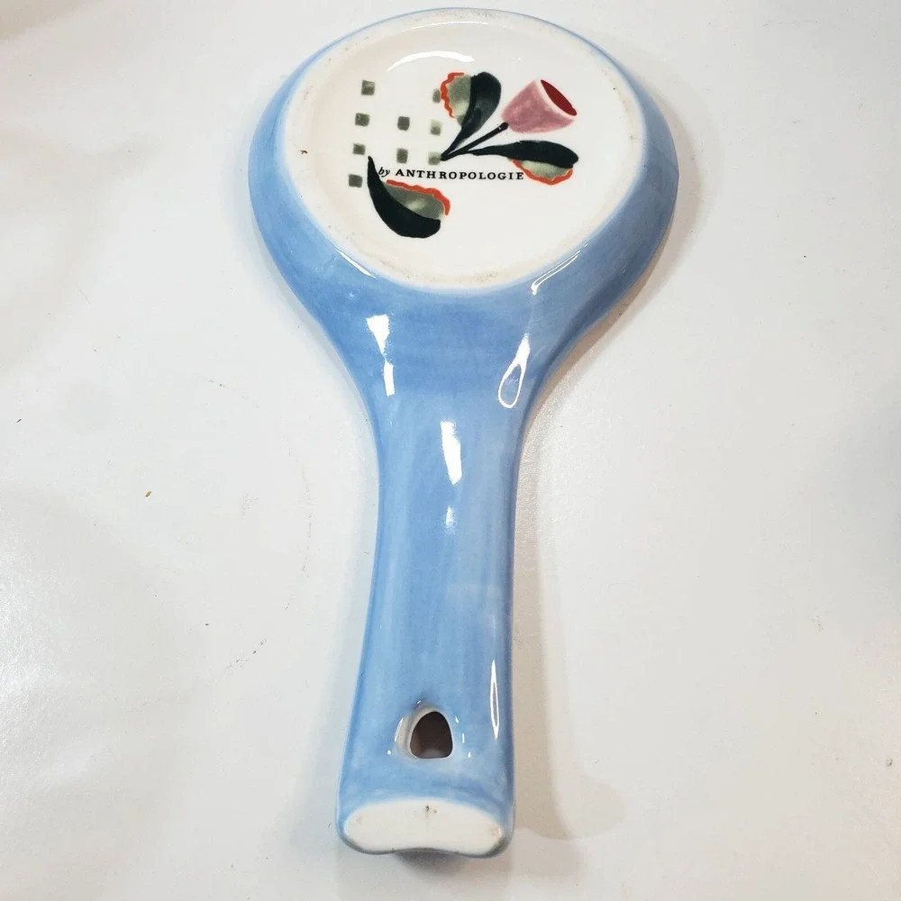 ANTHROPOLOGIE Tivoli Monogram Ceramic Spoon Rest Letter H Floral Garden